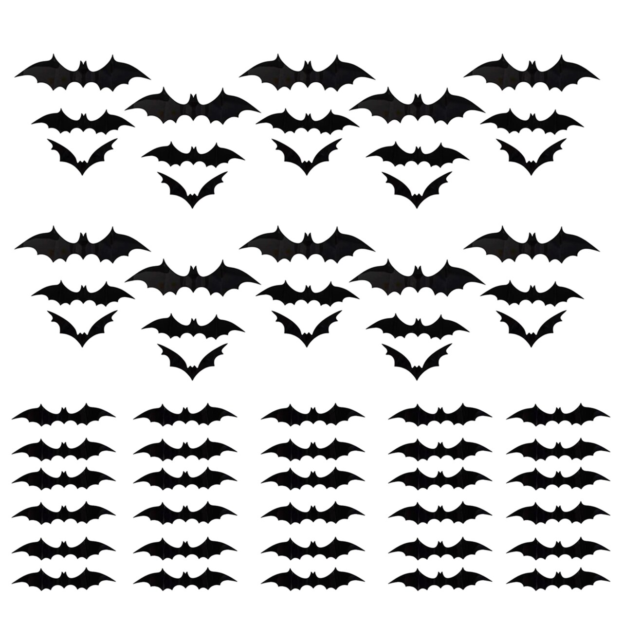 60Pcs Halloween Bat Stickers Wall Window Door Decorations Realistic Black Scary Diy Decals Home Party Supplies